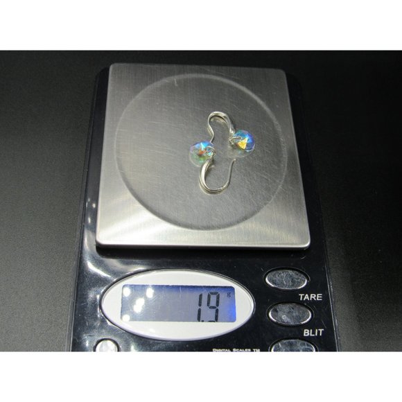 Sterling Silver Cute Small Colorful Round Crystals Earrings - Picture 4 of 4